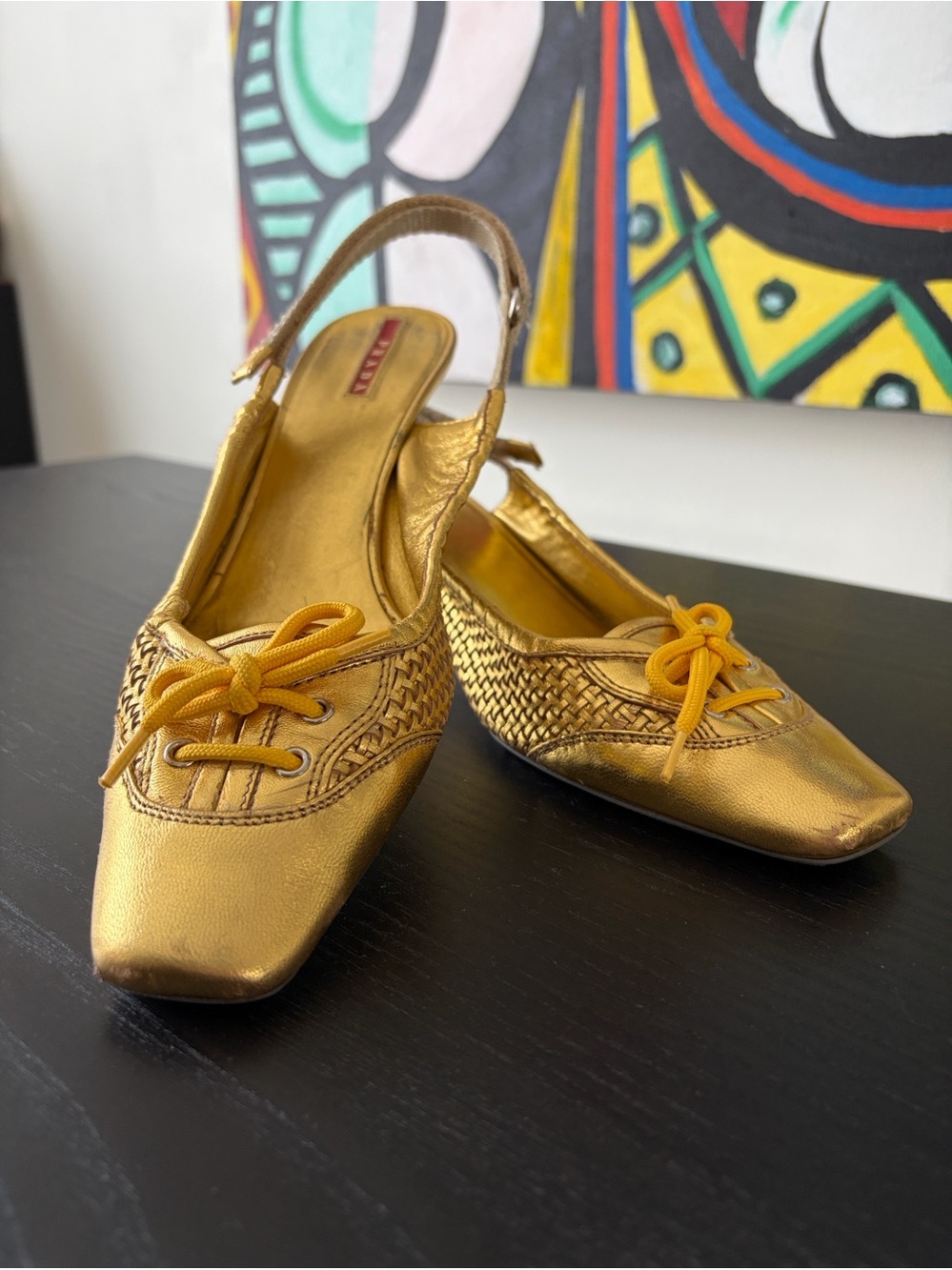 PRADA Gold Kitten Heal Shoes 39/8.5